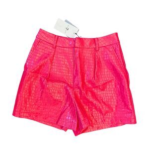 NWT 7 For All Mankind Shorts Womens Faux‎ Patent Leather Crocodile Pink Size S